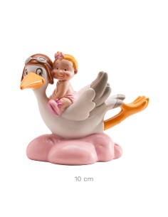 Figura para Tarta Cigüeña Volando Rosa Dekora 2