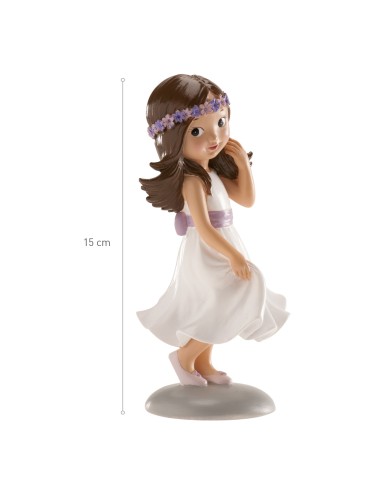 Figura para Tarta Comunión Niña Lazo Violeta,...