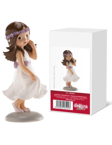 Figura para Tarta Comunión Niña Lazo Violeta,...