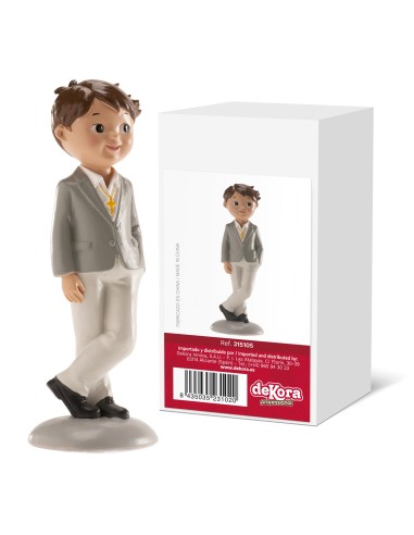 Figura para Tarta Comunión Niño Traje Gris Dekora