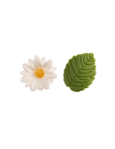 Flores Blancas Y Hojas De Azucar Dekora