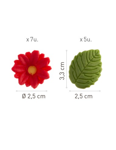 Flores Rojas Y Hojas De Azucar Dekora