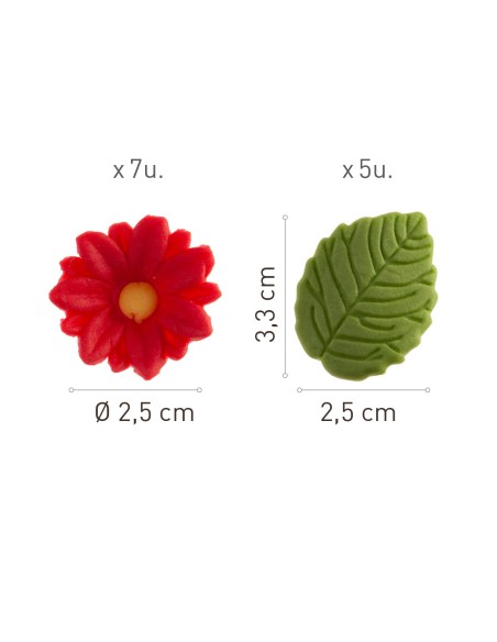 Flores Rojas Y Hojas De Azucar Dekora