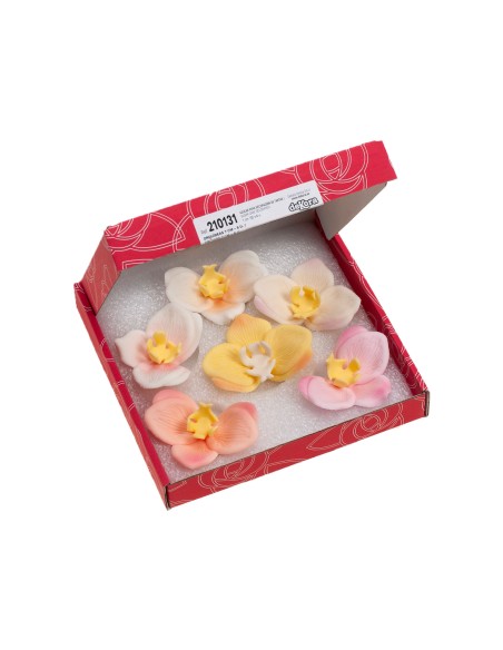 Set 6 Orquídeas de Azúcar 8 CM - Colores Surtidos - Marca Dekora
