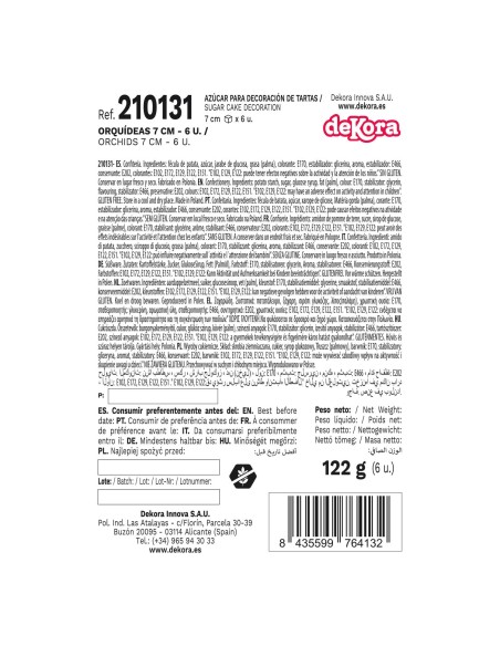 Set 6 Orquídeas de Azúcar 8 CM - Colores Surtidos - Marca Dekora