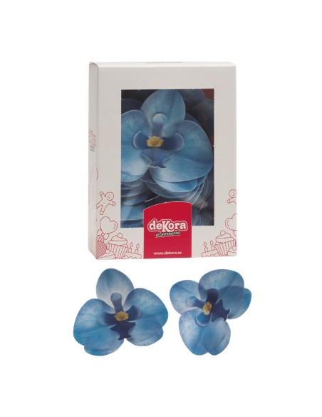 Orquideas De Oblea Color Azul 10uds Dekora