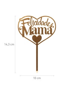 Topper Felicidades Mamá Dorado Dekora 2