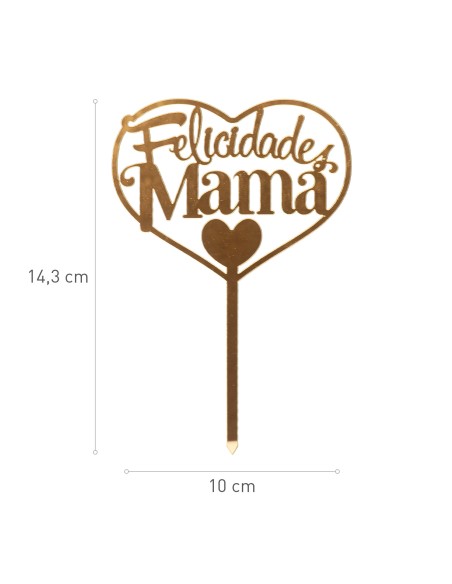 Topper Felicidades Mamá Dorado Dekora