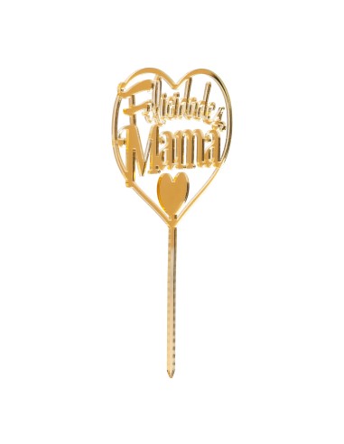 Topper Felicidades Mamá Dorado Dekora