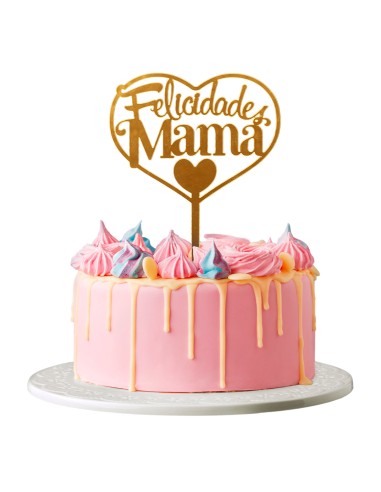 Topper Felicidades Mamá Dorado Dekora
