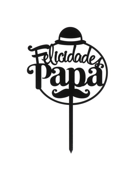 Topper Felicidades Papá Negro Dekora