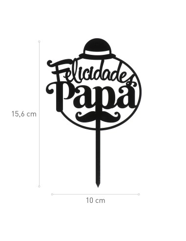 Topper Felicidades Papá Negro Dekora