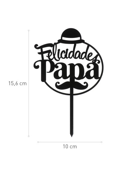 Topper Felicidades Papá Negro Dekora