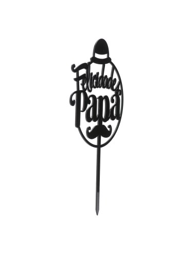 Topper Felicidades Papá Negro Dekora