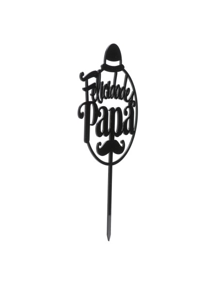 Topper Felicidades Papá Negro Dekora