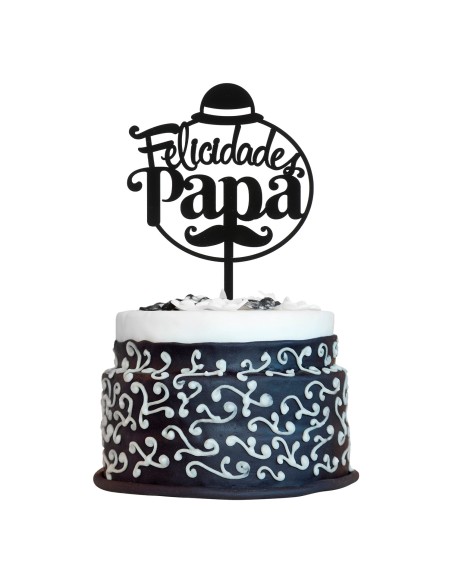 Topper Felicidades Papá Negro Dekora
