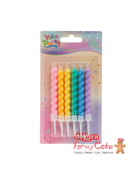 Velas para Tartas Twisted 6ud Dekora