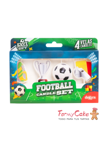 Velas para Tartas De Futbol 4ud Dekora