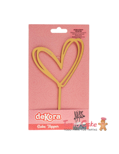 Topper Corazón Dorado Dekora