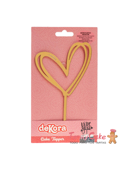 Topper Corazón Dorado Dekora