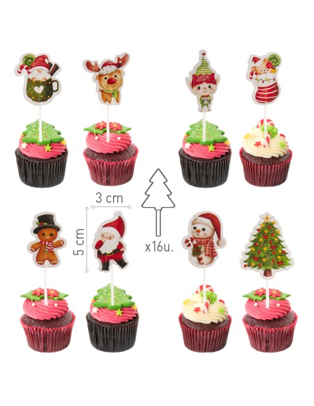 Toppers Motivos Navideños 16ud Dekora