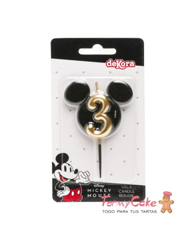 Vela Silueta Mickey Número 3 Dekora
