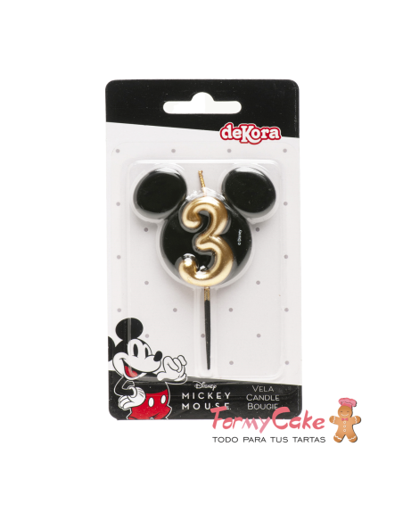 Vela Silueta Mickey Número 3 Dekora