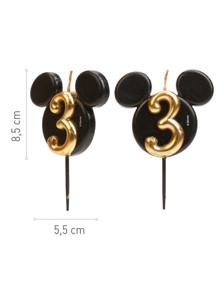 Vela Silueta Mickey Número 3 Dekora