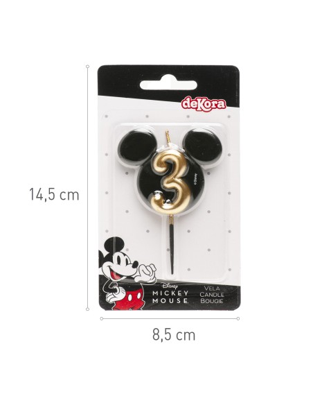 Vela Silueta Mickey Número 3 Dekora