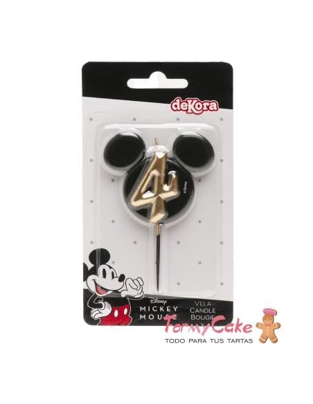 Vela Silueta Mickey Número 4 Dekora
