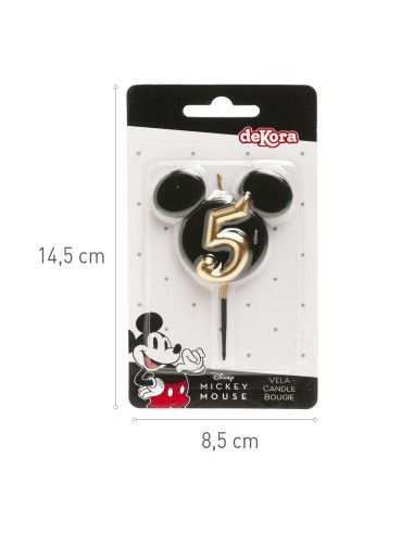 Vela Silueta Mickey Número 5 Dekora
