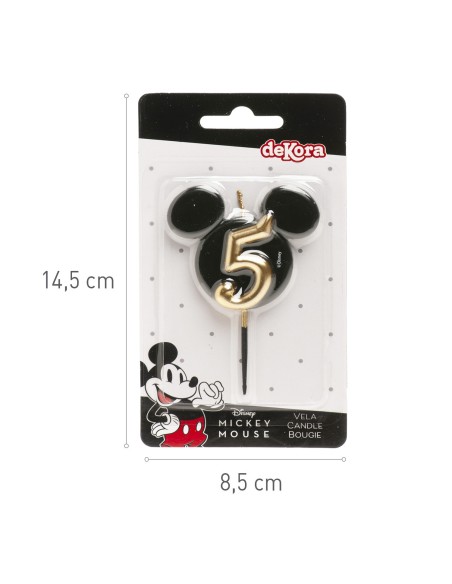 Vela Silueta Mickey Número 5 Dekora