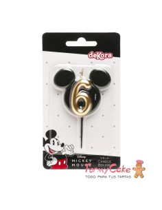 Vela Silueta Mickey Número 6 Dekora