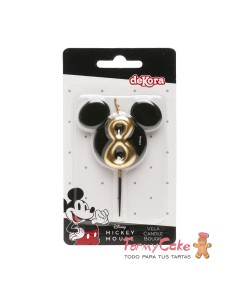 Vela Silueta Mickey Número 8 Dekora