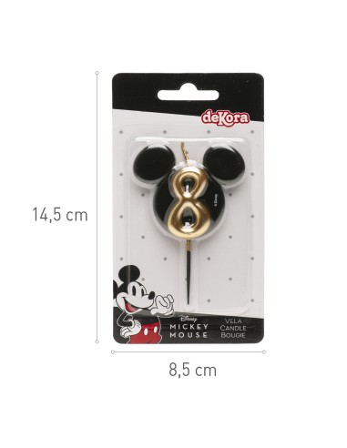 Vela Silueta Mickey Número 8 Dekora