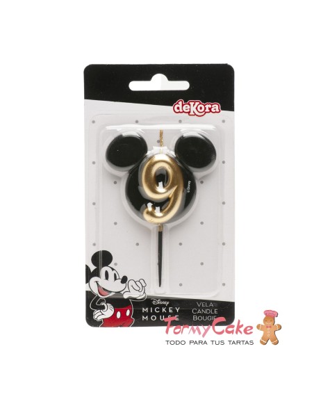 Vela Silueta Mickey Número 9 Dekora
