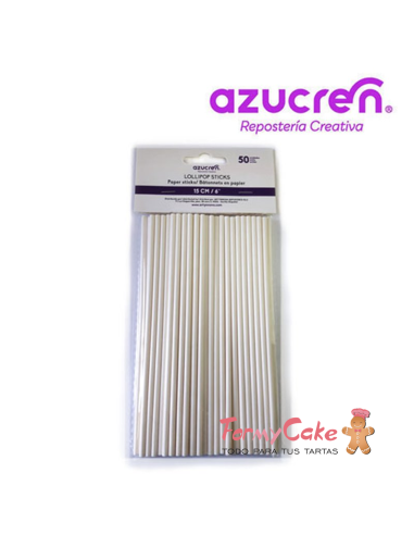 Palitos Lollipops Blancos 15cm 50ud Azucren