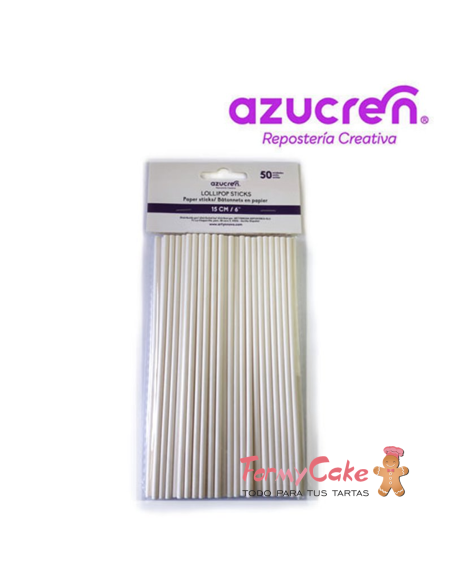 Palitos Lollipops Blancos 15cm 50ud Azucren