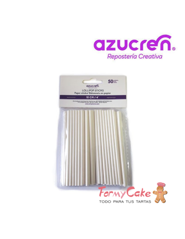 Palitos Lollipops Blancos 10cm 50ud Azucren