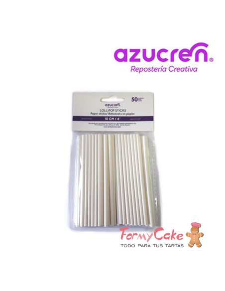 Palitos Lollipops Blancos 10cm 50ud Azucren