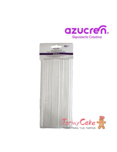 Palitos Lollipops Blancos 20cm 50ud Azucren