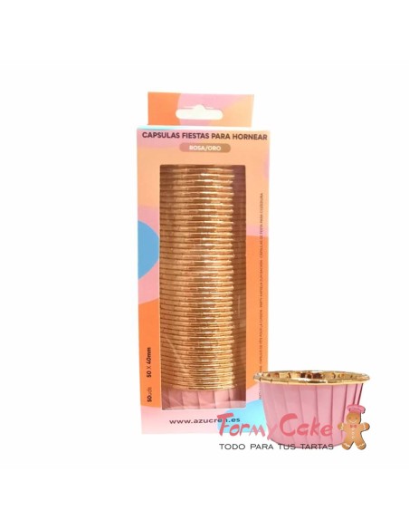 Cápsulas Rigidas Rosa-Oro 50ud Azucren