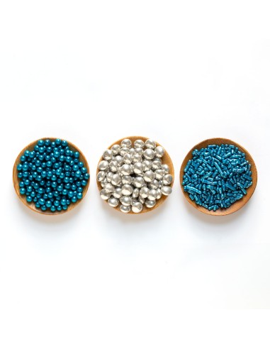 Set Decor Mix Plata Y Azul 85gr Decora
