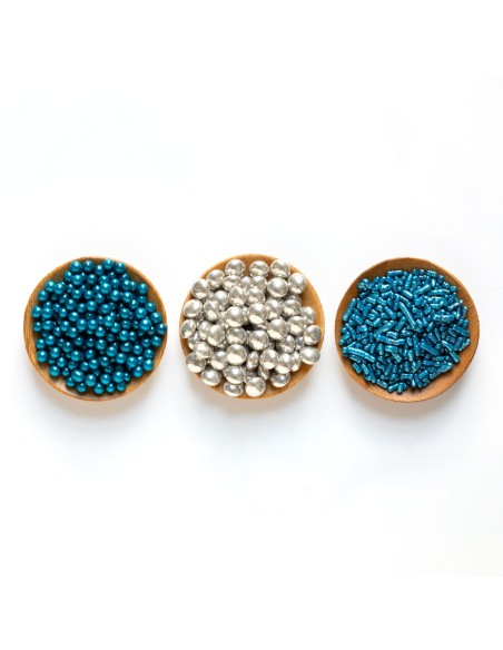 Set Decor Mix Plata Y Azul 85gr Decora