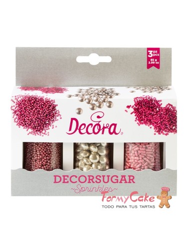 Set Decor Mix Plata Y Rosa 85gr Decora