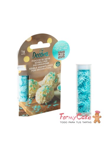Decoraciones Comestibles Copos Nieve Azules 1gr...