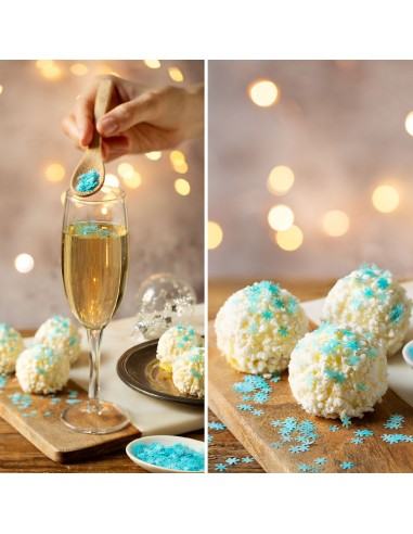 Decoraciones Comestibles Copos Nieve Azules 1gr...