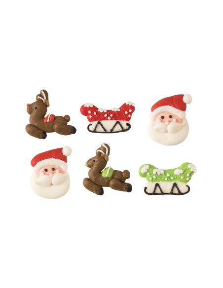 Decoración De Azúcar Santa Claus Y Reno 6ud  Decora