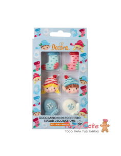 Decoración De Azúcar Elfos Papá Noel 6ud  Decora