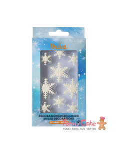 Decoración De Azúcar Copos De Nieve 9ud  Decora